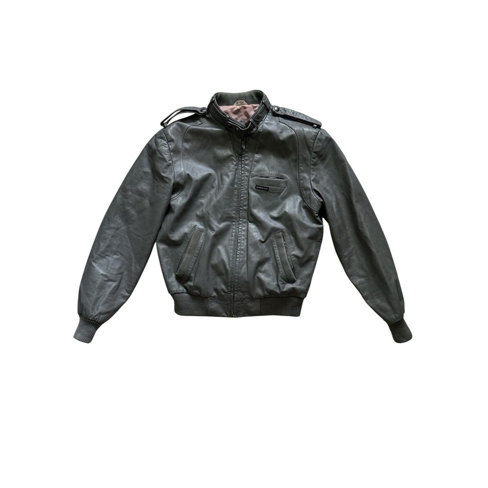 Vintage MEMBERS ONLY Classic Gray Leather Jacket Mens Size 42 Motorcycle Bomber